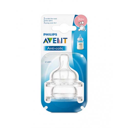 Philips Avent Scf 635/27 Anti-Colic Teat, 3m+(Variable Flow)