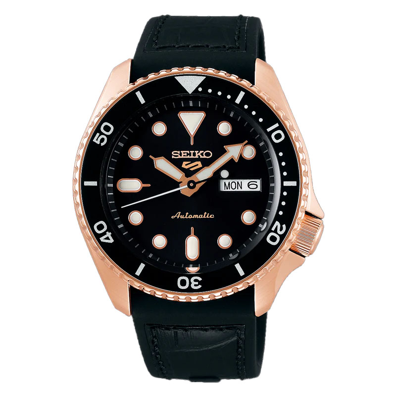 Seiko SRPD76K1 5Sports Black Dial Leather Strap Automatic Men's Watch