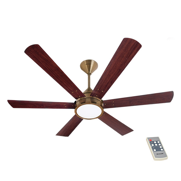 Breezalit Alina 6 Blades 48 Inch (Antique Brass with Walnut Finish) Energy Efficient Ceiling Fan