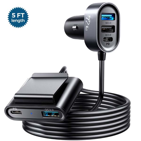 JOYROOM JR-CL05 72W Multi-port QC3.0+PD Fast Car Charger Adapter