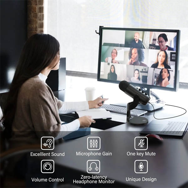 Jmary MC-PW8 Professional USB Microphone for Podcasting, Gaming, Streaming, Recordings with Noise Reduction