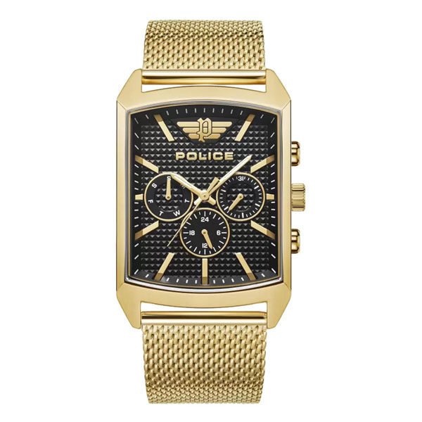 Police NEPLPEWJK2204807 Black Dial Golden Stainless Steel Strap Watch