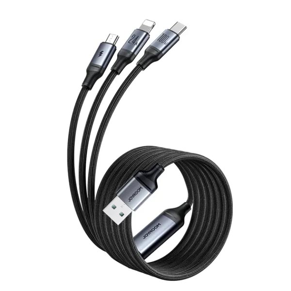 JOYROOM A21 100W PD USB-A to 3-in-1 Braided Fast Charging Cable