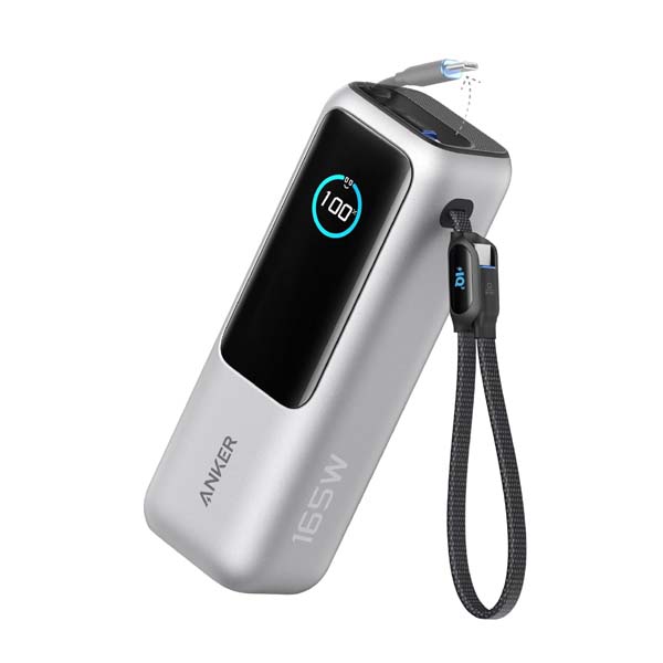 Anker Laptop Power Bank 25K mAh 165W Built-In and Retractable Cables with Smart Display (A1695)