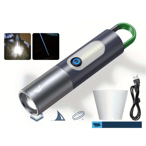 Smiling Shark-SD0707 Outdoor Camping LED Flashlight Rechargeable With Hook