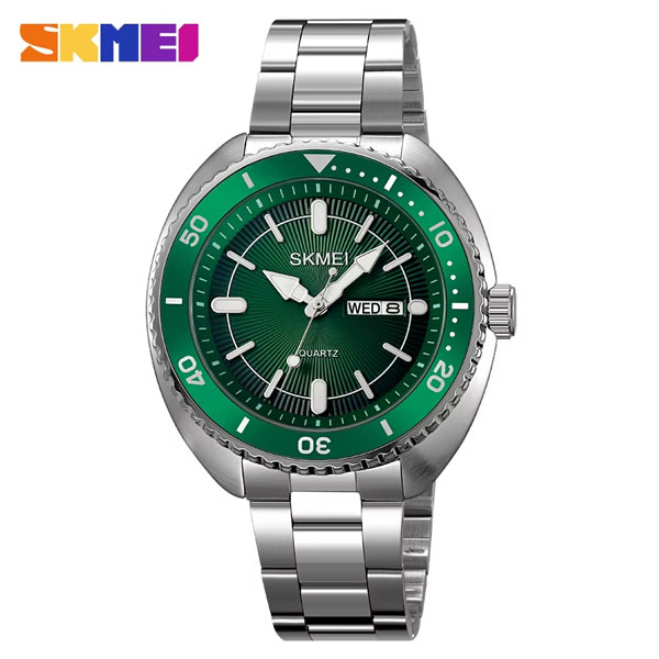 SKMEI 2256 Men's Fashion Quartz Watch - Silver Green