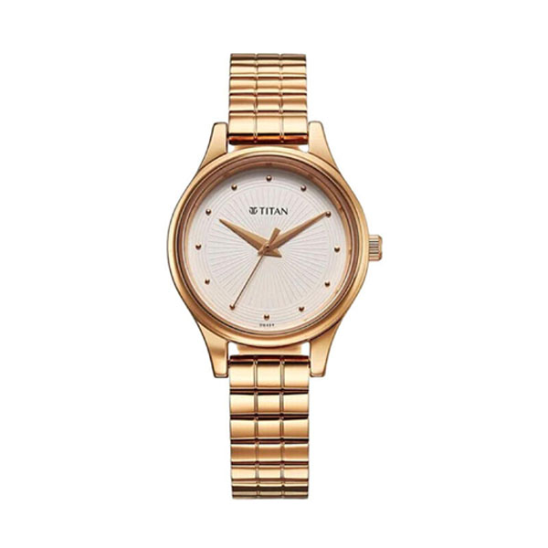 Titan NT2679WM02 Analog Off White Dial Rose Gold Stainless Women’s Watch