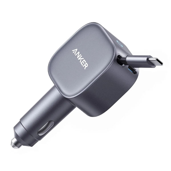 Anker Nano 75W USB-C Car Charger with Built-in Retractable USB-C Cable (A2738)