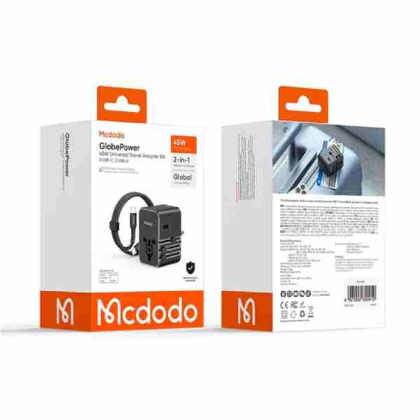 Mcdodo CP-3270 45W Universal Travel Adapter Kit with 3 USB-C &amp; 2 USB-A Ports + USB-C to USB-C Cable