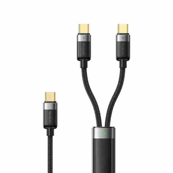 MCDODO CA-7380 1.5m USB C to Dual USB C Magnetic Splitter Cord 100W Fast Charging Cable