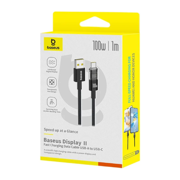 Baseus Display 2 Fast Charging Data Cable USB to Type-C 100W 1m Purple P10382701511-00