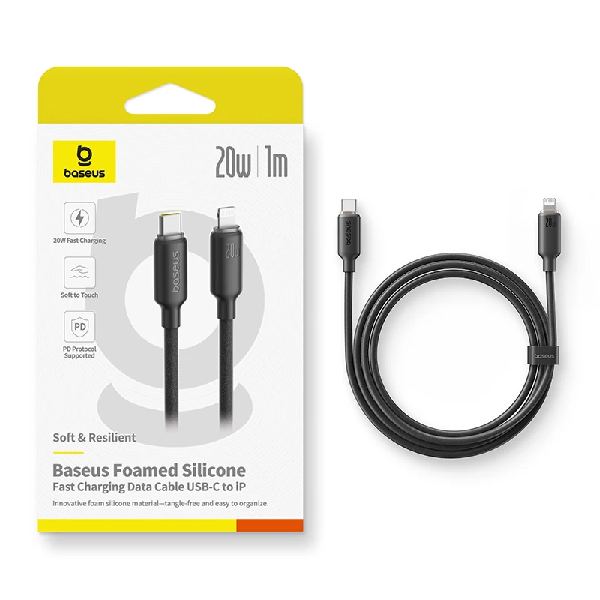 Baseus PD Cable Foamed Silicone Fast Charging Data Cable Type-c To Lightning for Iphone 1M 14 13 12 11 X 8 7 Series E0426A00