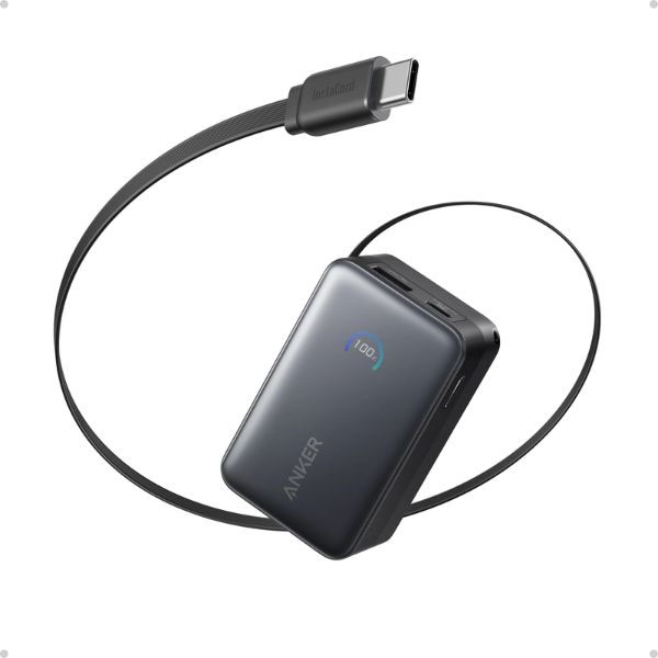 Anker Nano 10000mAh 45W Power Bank with Built-In Retractable USB-C Cable (A1638)