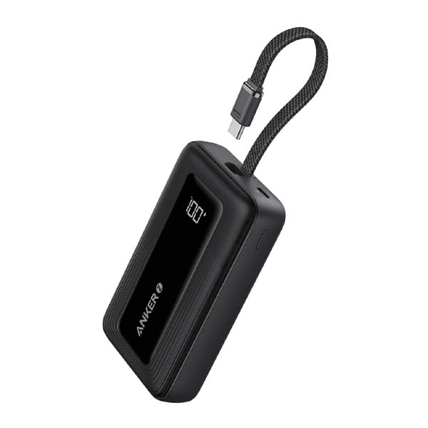 Anker Zolo Power Bank (10K, 30W) with a 5.4-inch (13.7 cm) built-in USB-C cable