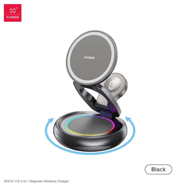 XUNDD XDCH-116 3-in-1 Foldable Magnetic Wireless Charger
