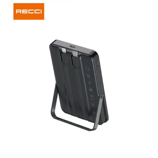 Recci RPB-W27 GALAXY Magnetic Charging Power Bank With Holder - Black