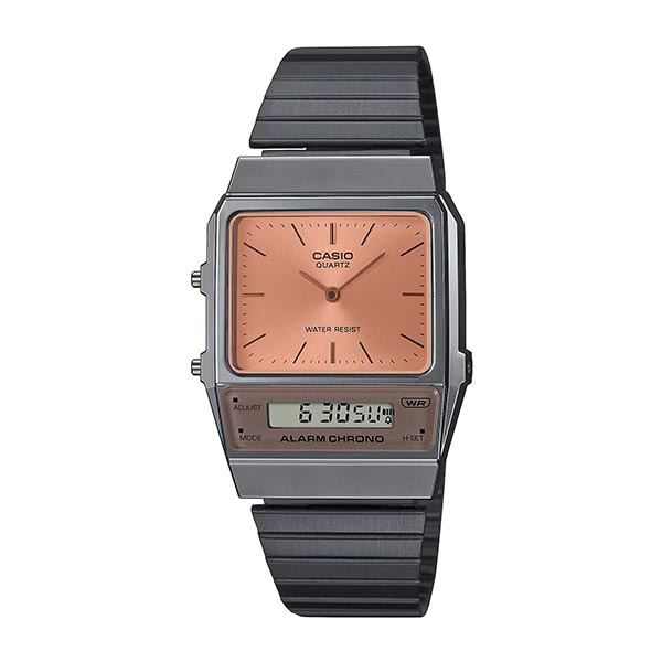 Casio AQ-800ECGG-4ADF Vintage Dual Time Gray Chain Watch - selected variant