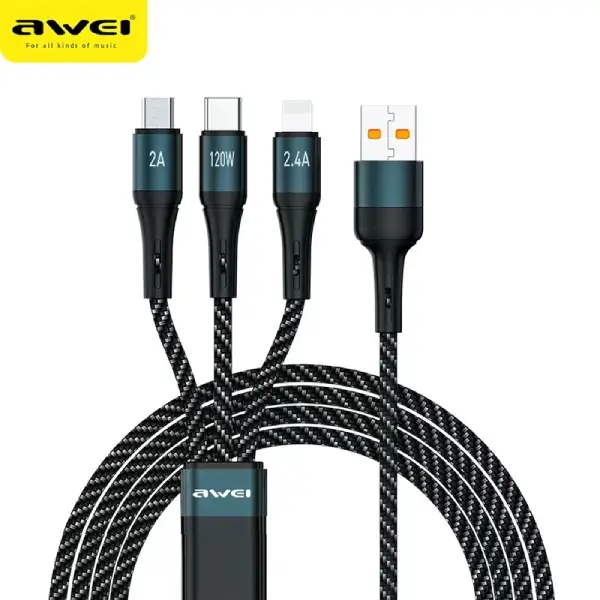 AWEI CL-972 120W 3In1 Fast Multi Charging Cable