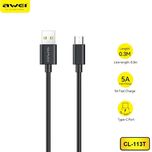 Awei CL-115T USB to Type-C Fast Charging Cable