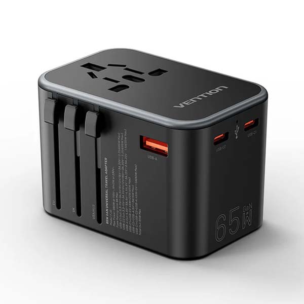 VENTION FJFB0 4-Port 65W GaN Universal Travel Adapter