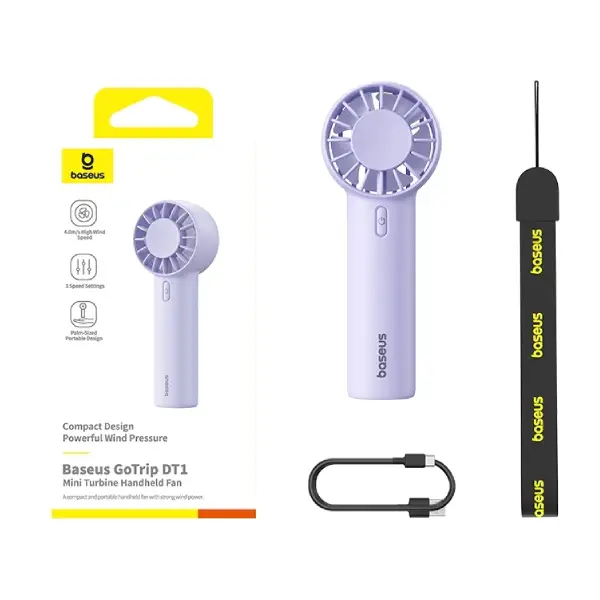 Baseus Fan GoTrip DT1 Mini Turbine Handheld Fan Nebula Purple
