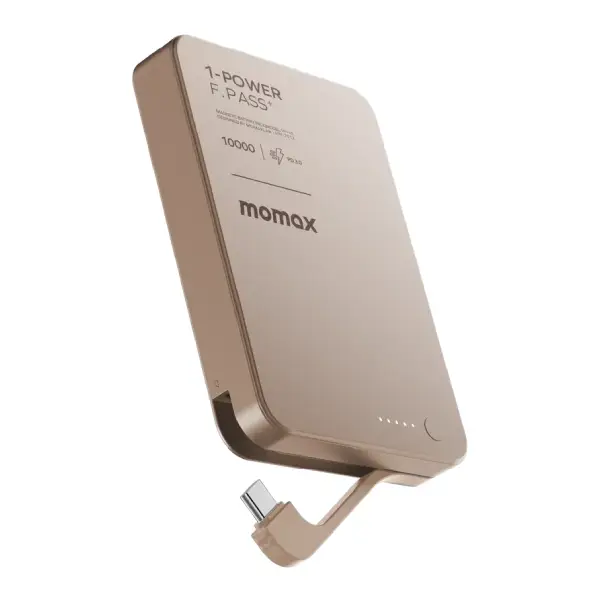 Momax 1-Power F.Pass⁺ 10000mAh Magnetic Battery Pack with Built-in Cable