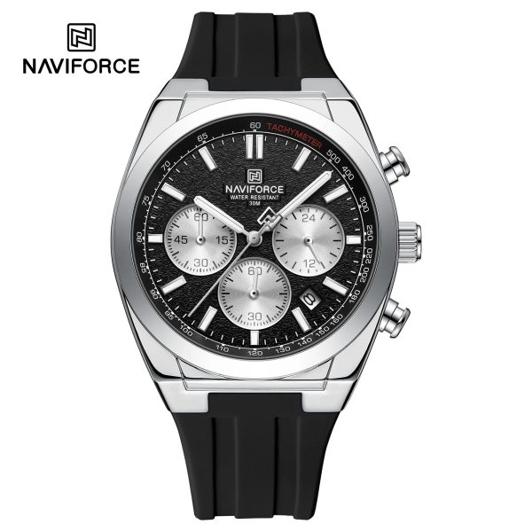 Naviforce Nf 8080- Silver Black Men’s Watch.