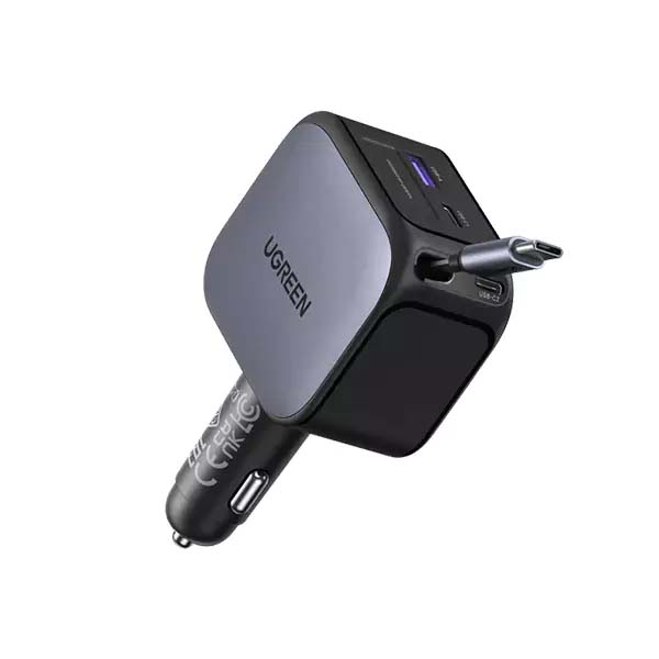 UGREEN Nexode Car Charger 145W with Retractable USB-C Cable (EC604)