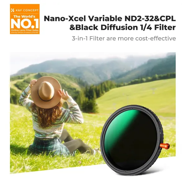 K&amp;F Concept X‑Series 3‑in‑1 CPL + Diffusion + Variable ND2–32 Filter