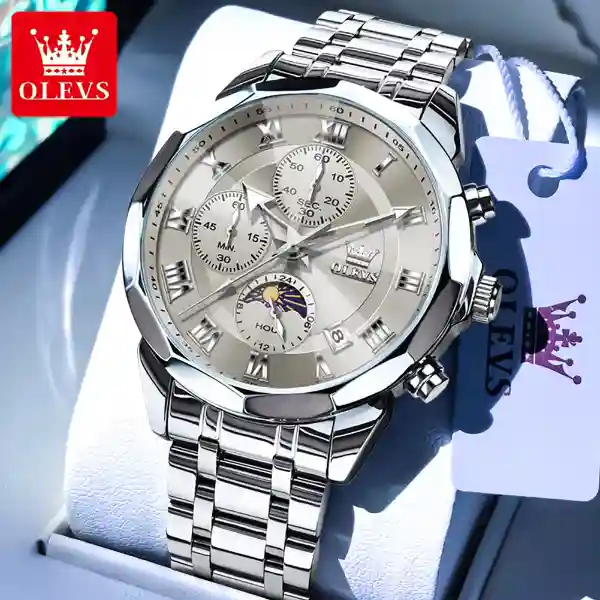 OLEVS 3675 Men's Watch - Silver Grey