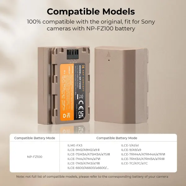 K&amp;F Concept NP-FZ100 Camera Battery with Type-C Cable