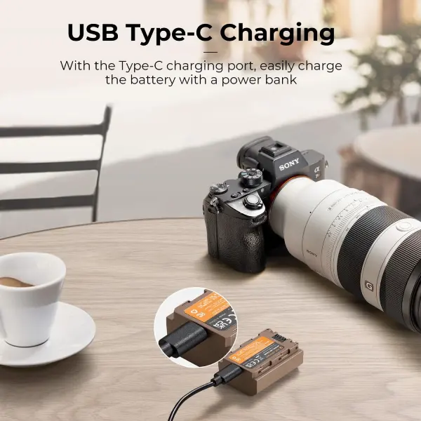K&amp;F Concept NP-FZ100 Camera Battery with Type-C Cable