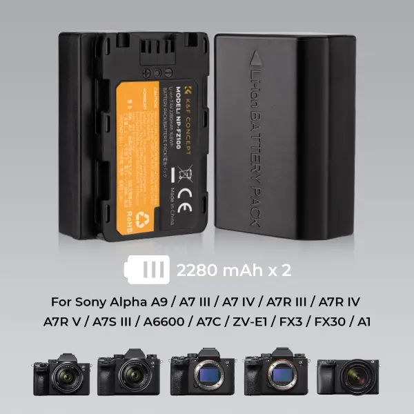 K&amp;F Concept NP-FZ100 2280mAH Battery and Dual Slot Charger