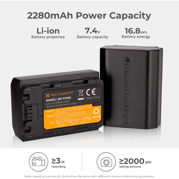 K&amp;F Concept NP-FZ100 2280mAH Battery and Dual Slot Charger