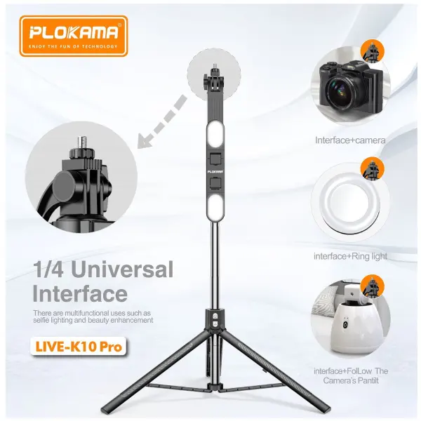 Plokama K10 Pro Selfie Stick Tripod