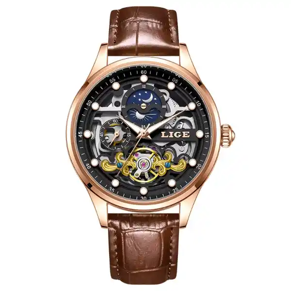 LIGE 6834 Men's Watch - gold black