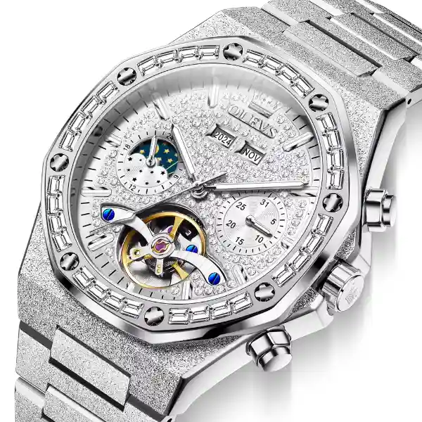 OLEVS 9805 Men's Watch - Silver