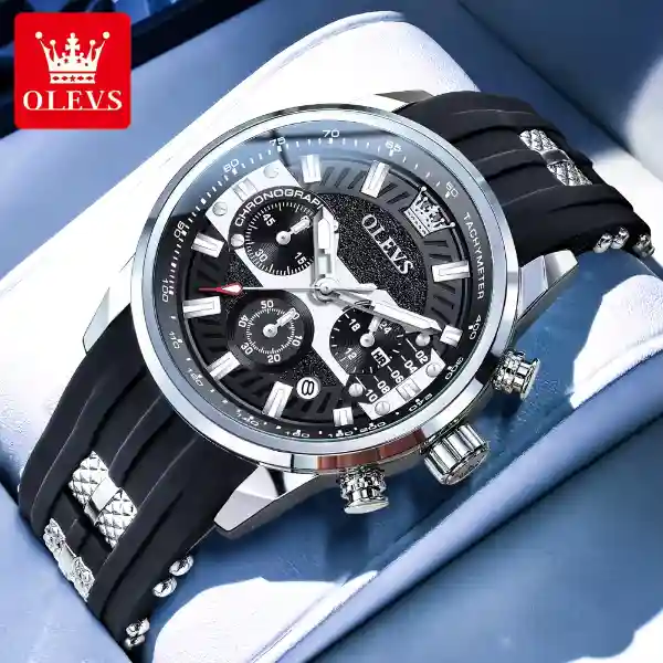 OLEVS 3690 Watch For Men - Black Silver Black