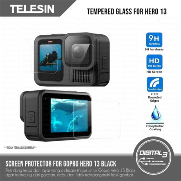 Telesin Telesin 3-in-1 Tempered Glass for GoPro Hero 13 Black (S6-FLM-07-TGP)