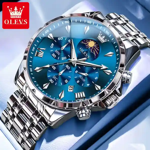 OLEVS 3653 Men's Watch - silver blue