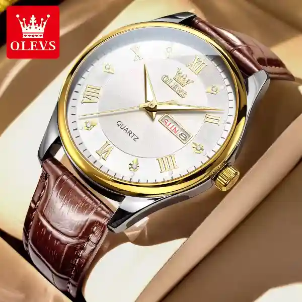 OLEVS 3649 Men's Watch - Gold White