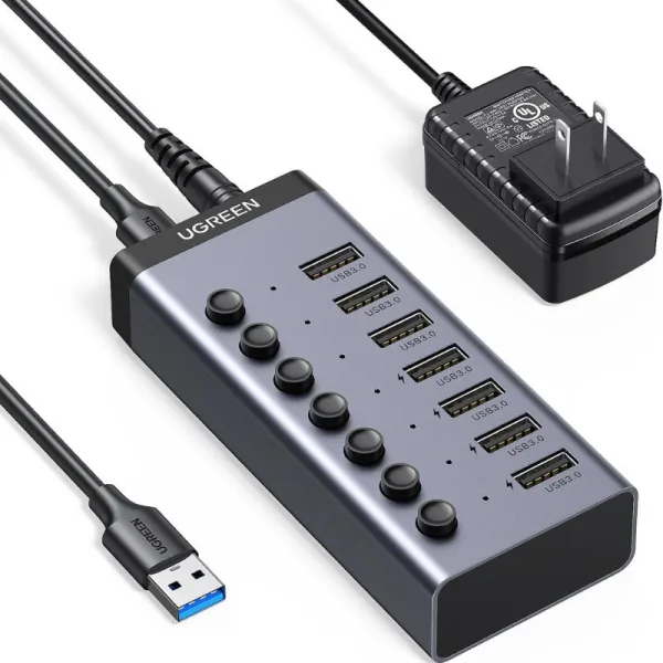 Ugreen-CM481-90307-USB-Male-to-7-USB-Female-Black-USB-HUB