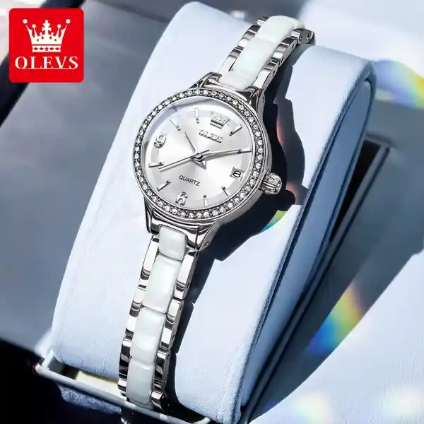 OLEVS 7093 Ladies Watch - Silver White
