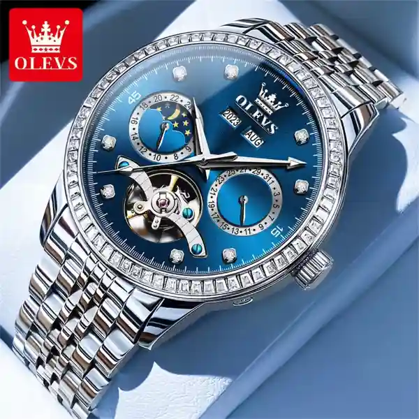 OLEVS 7016 Automatic Mechanical Men's Watch - SKY BLUE