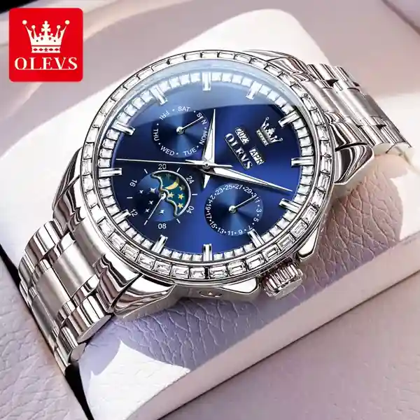 OLEVS 6695 Automatic Mechanical Men's Watch - Silver Blue