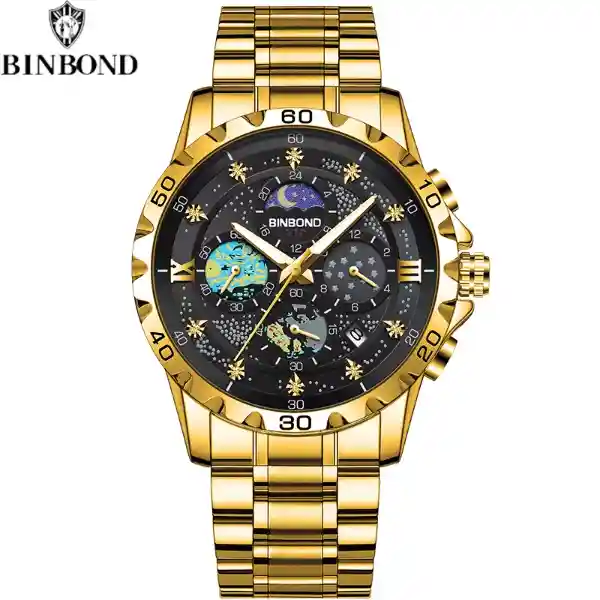 BINBOND B3225 Men's Watch - Gold Black