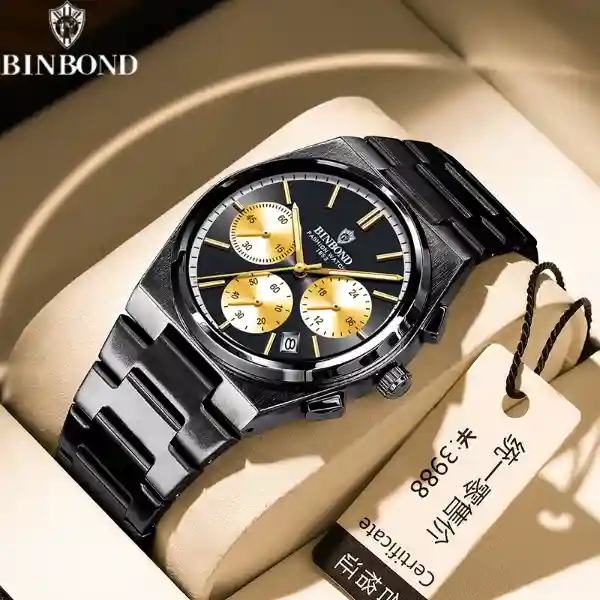 BINBOND B203 Men's Watch - Black Gold Zhen