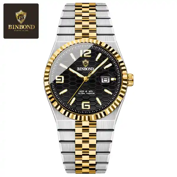 BINBOND B8181 Men's Watch - gold black