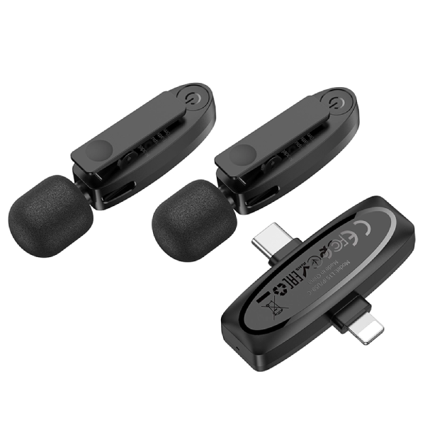 Hoco L15 Dual Wireless Lavalier Microphone Type-C &amp; Lightning-2