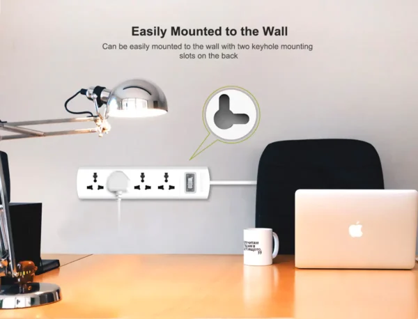 Huntkey SZM401 4 Port Socket 2Core Cable Power Strip 8